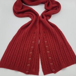 Lauren Ralph Lauren Red Cable Knit Rabbit Hair/Wool Blend Scarf With Buttons